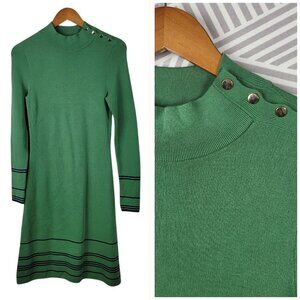 Ann Taylor Sweater Dress size XS casual career Stretch Stripe Green Shirt